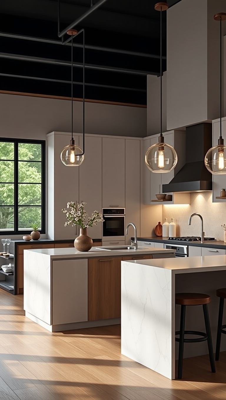 20 Stunning Ideas for Your Kitchen with a Breakfast Bar Island - 9. Pendant Lighting: Illuminate Your Space