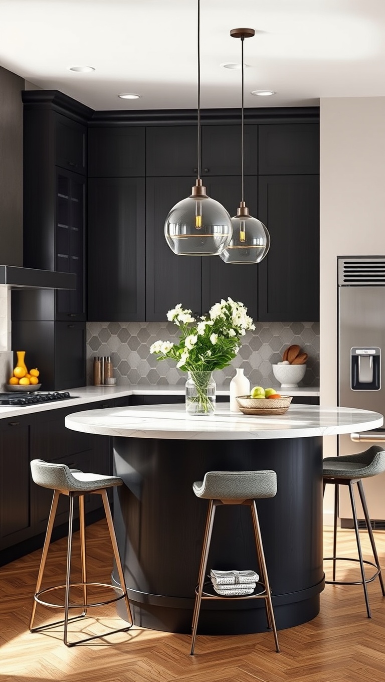 20 Stunning Ideas for Your Kitchen with a Breakfast Bar Island - 15. Keyhole Island Shape: Unique and Space-Saving