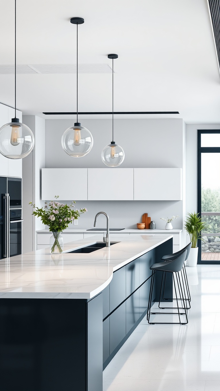 20 Stunning Ideas for Your Kitchen with a Breakfast Bar Island - 3. Modern Minimalism: Sleek and Chic Design