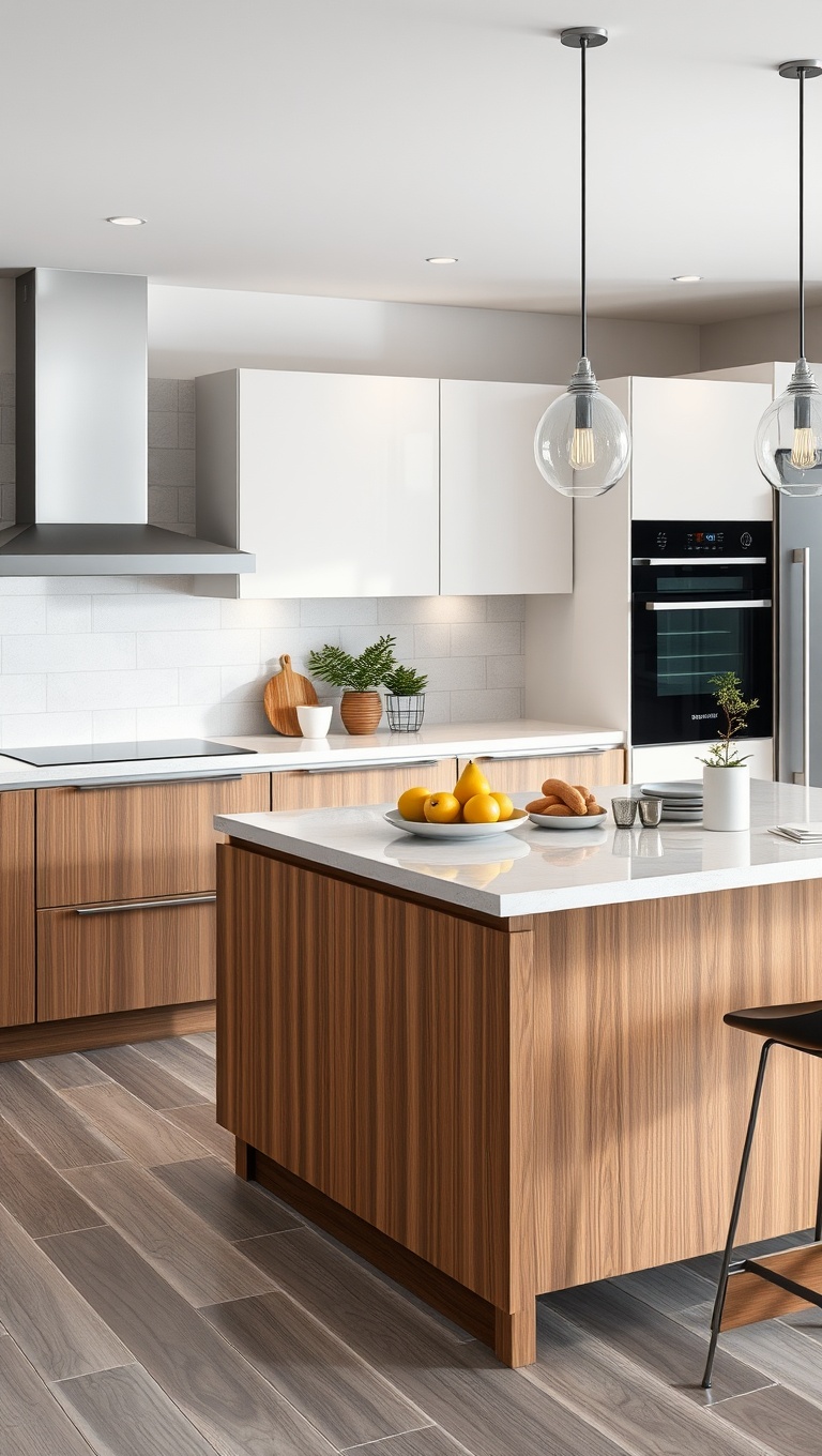 20 Stunning Ideas for Your Kitchen with a Breakfast Bar Island - 16. Integrated Appliances: Sleek and Practical