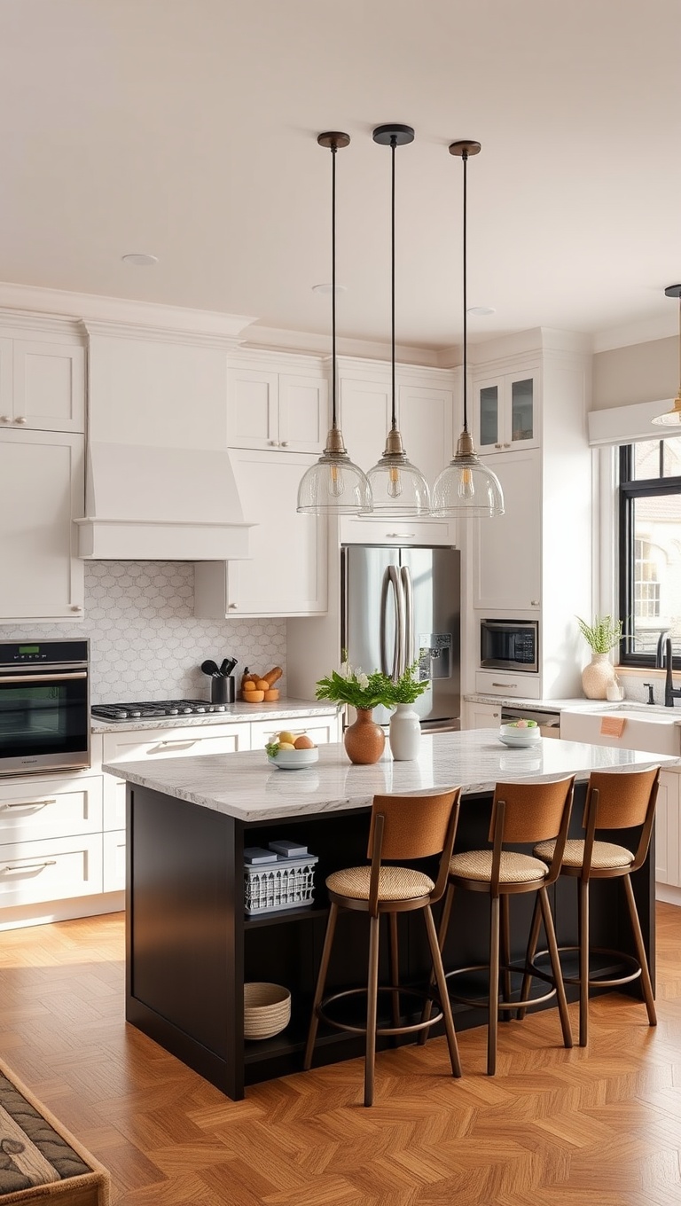 20 Stunning Ideas for Your Kitchen with a Breakfast Bar Island - 12. Built-In Storage: Keep It Clutter-Free