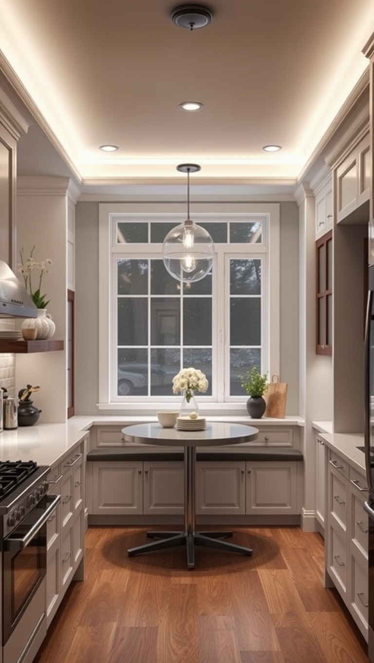 20 Cozy Kitchen Ideas with a Built-In Breakfast Nook You’ll Love - 13. Light It Up: Beautiful Lighting Ideas