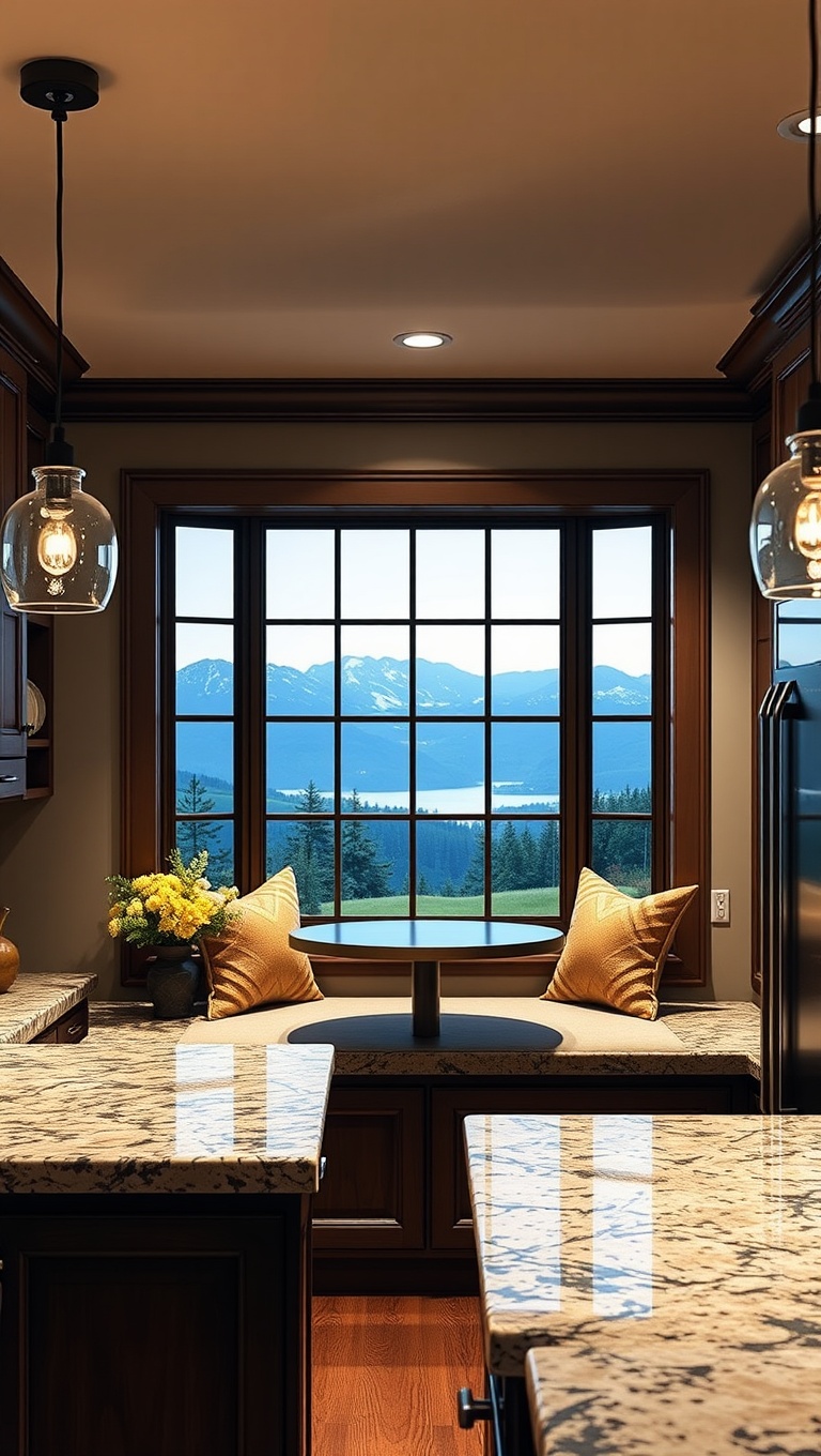 20 Cozy Kitchen Ideas with a Built-In Breakfast Nook You’ll Love - 10. Window Wonder: Nook with Scenic Views
