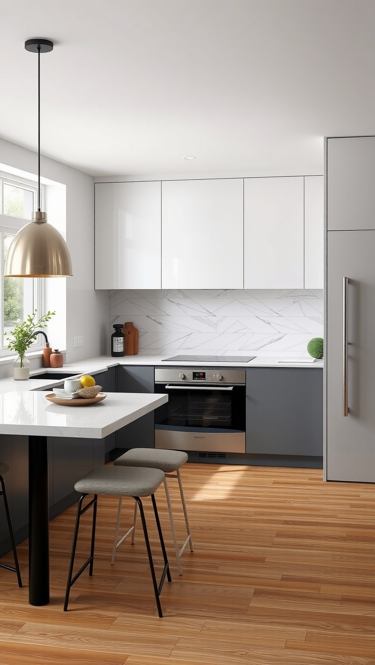 20 Cozy Kitchen Ideas with a Built-In Breakfast Nook You’ll Love - 2. Modern Minimalism: Sleek Lines and Clean Design