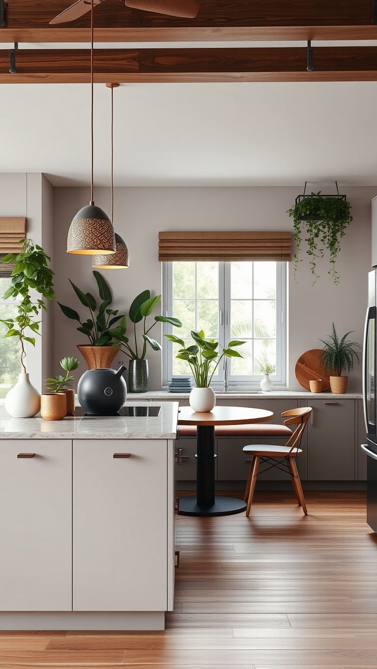 20 Cozy Kitchen Ideas with a Built-In Breakfast Nook You’ll Love - 14. Nature Inspired: Incorporating Indoor Plants
