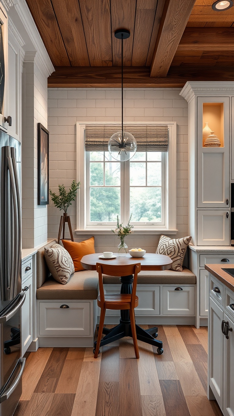 20 Cozy Kitchen Ideas with a Built-In Breakfast Nook You’ll Love - 17. Multi-Functional Nook: Study and Eat