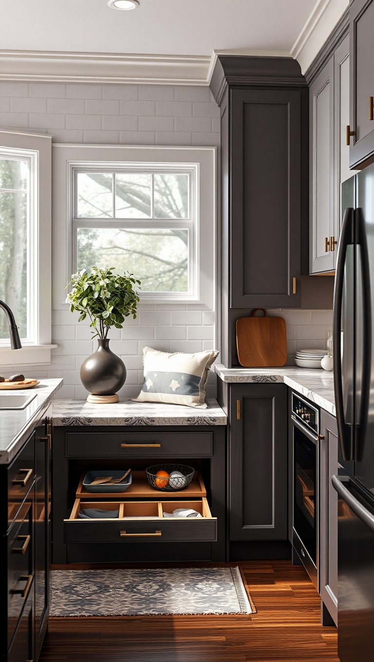20 Cozy Kitchen Ideas with a Built-In Breakfast Nook You’ll Love - 12. Smart Storage: Nooks with Hidden Drawers