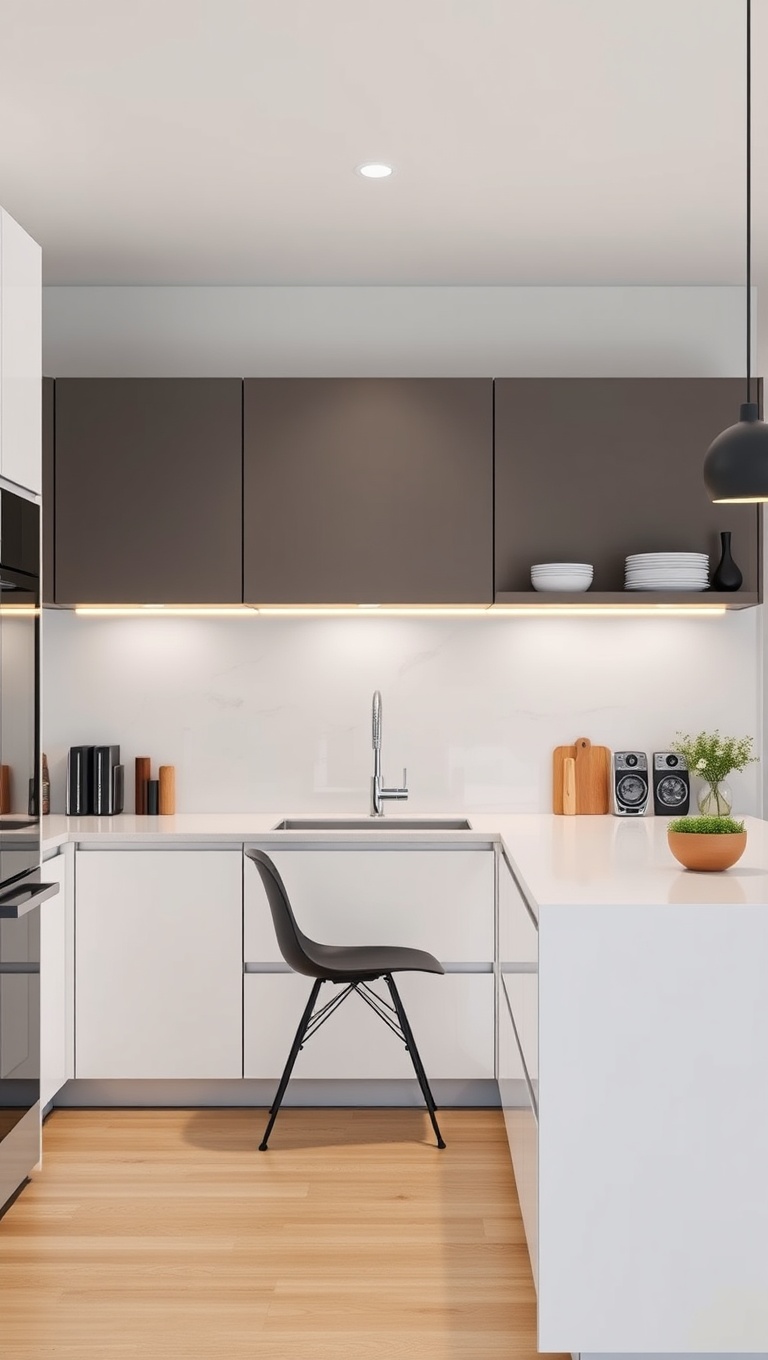 20 Fun & Functional Kitchen Desk Ideas to Elevate Your Space! - 7. Modern Minimalism: Clean Lines and Clutter-Free