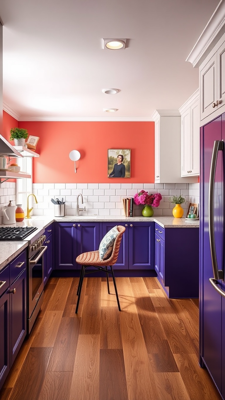 20 Fun & Functional Kitchen Desk Ideas to Elevate Your Space! - 10. Color Pop: Bright Desks to Energize Your Kitchen