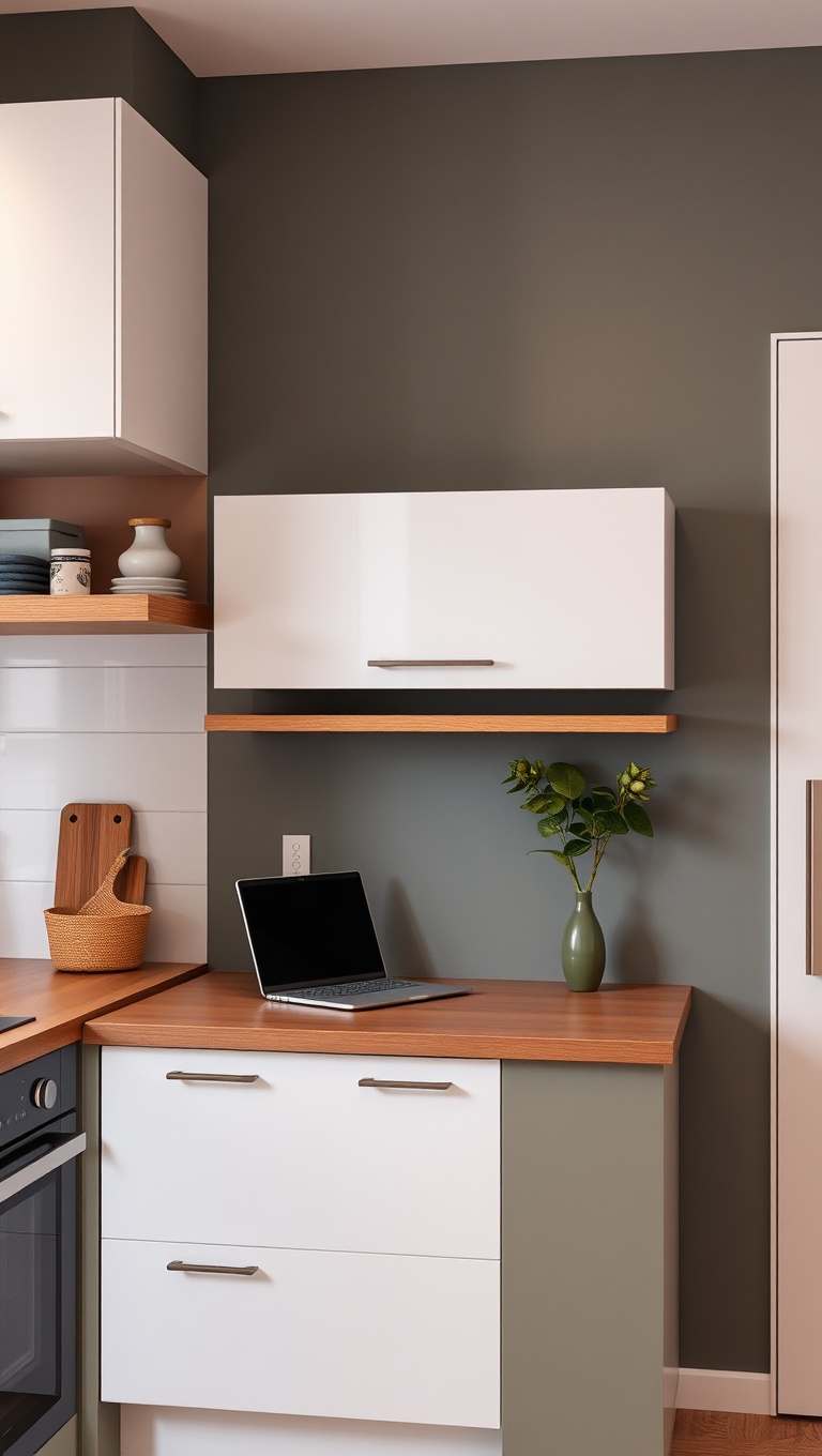 20 Fun & Functional Kitchen Desk Ideas to Elevate Your Space! - 2. Stylish Wall-Mounted Desk: Functional & Chic