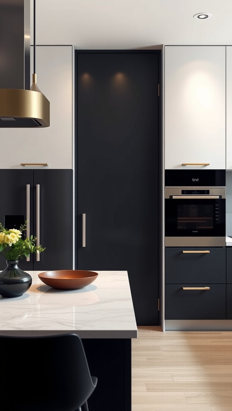 20 Creative Ideas for Kitchens with a Built-In Pantry Door - 2. Sleek Modern Sliding Door