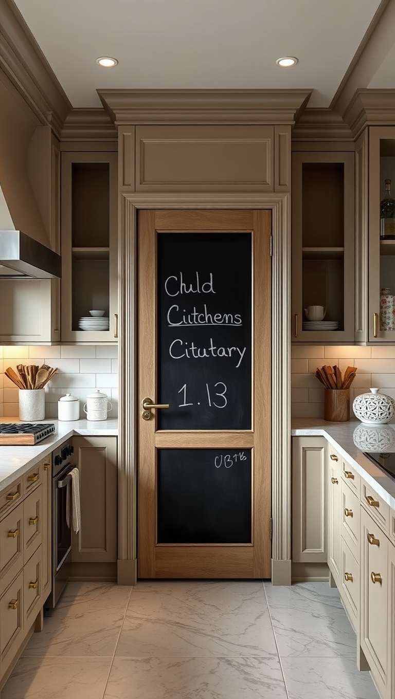20 Creative Ideas for Kitchens with a Built-In Pantry Door - 13. Customizable Chalkboard Door