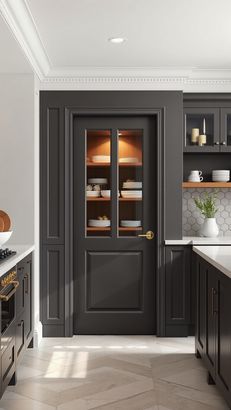 20 Creative Ideas for Kitchens with a Built-In Pantry Door - 5. Elegant Glass Paned Door