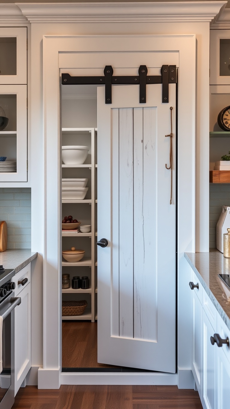 20 Creative Ideas for Kitchens with a Built-In Pantry Door - 20. Nautical Inspired Sliding Door