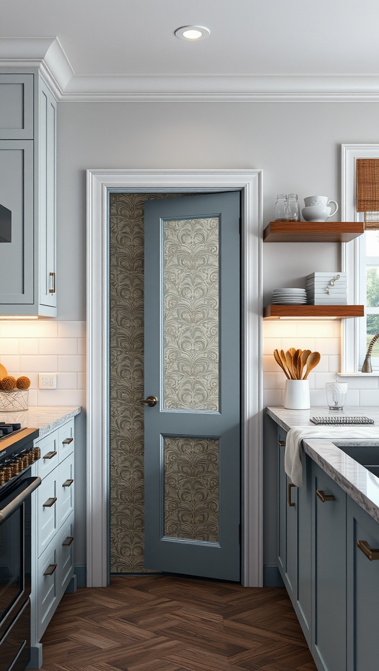 20 Creative Ideas for Kitchens with a Built-In Pantry Door - 14. Fun Patterned Wallpaper Door