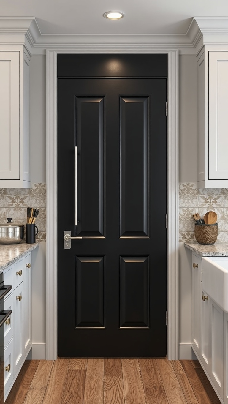 20 Creative Ideas for Kitchens with a Built-In Pantry Door - 10. Bold Black Panel Door
