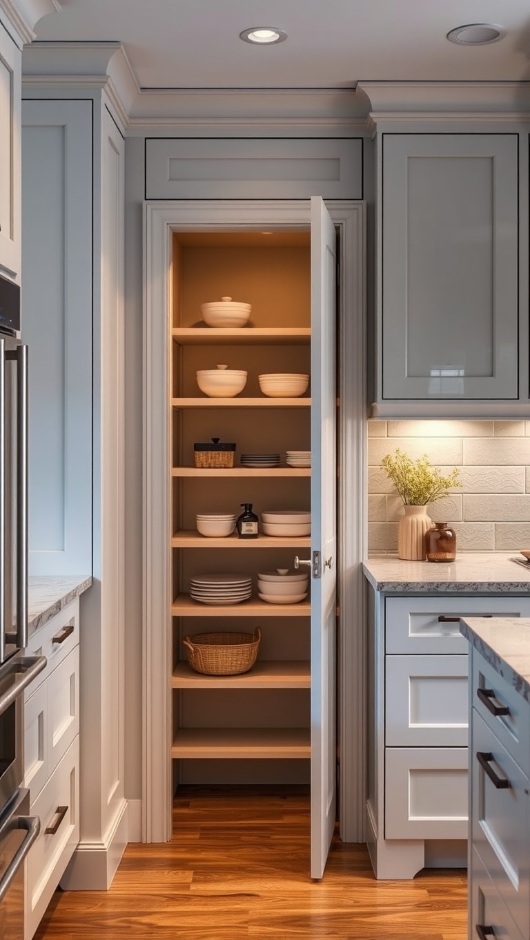 20 Creative Ideas for Kitchens with a Built-In Pantry Door - 11. Open Shelving with Door