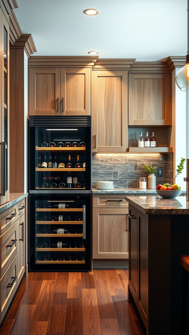 20 Fabulous Ideas for Kitchens with a Built-In Wine Cooler - 3. Wine Rack Combo: Combine your cooler with a stylish wine rack for maximum storage.