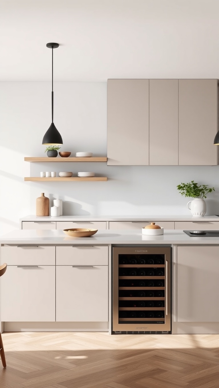 20 Fabulous Ideas for Kitchens with a Built-In Wine Cooler - 4. Modern Minimalism: Choose a built-in cooler that complements a minimalist kitchen design.