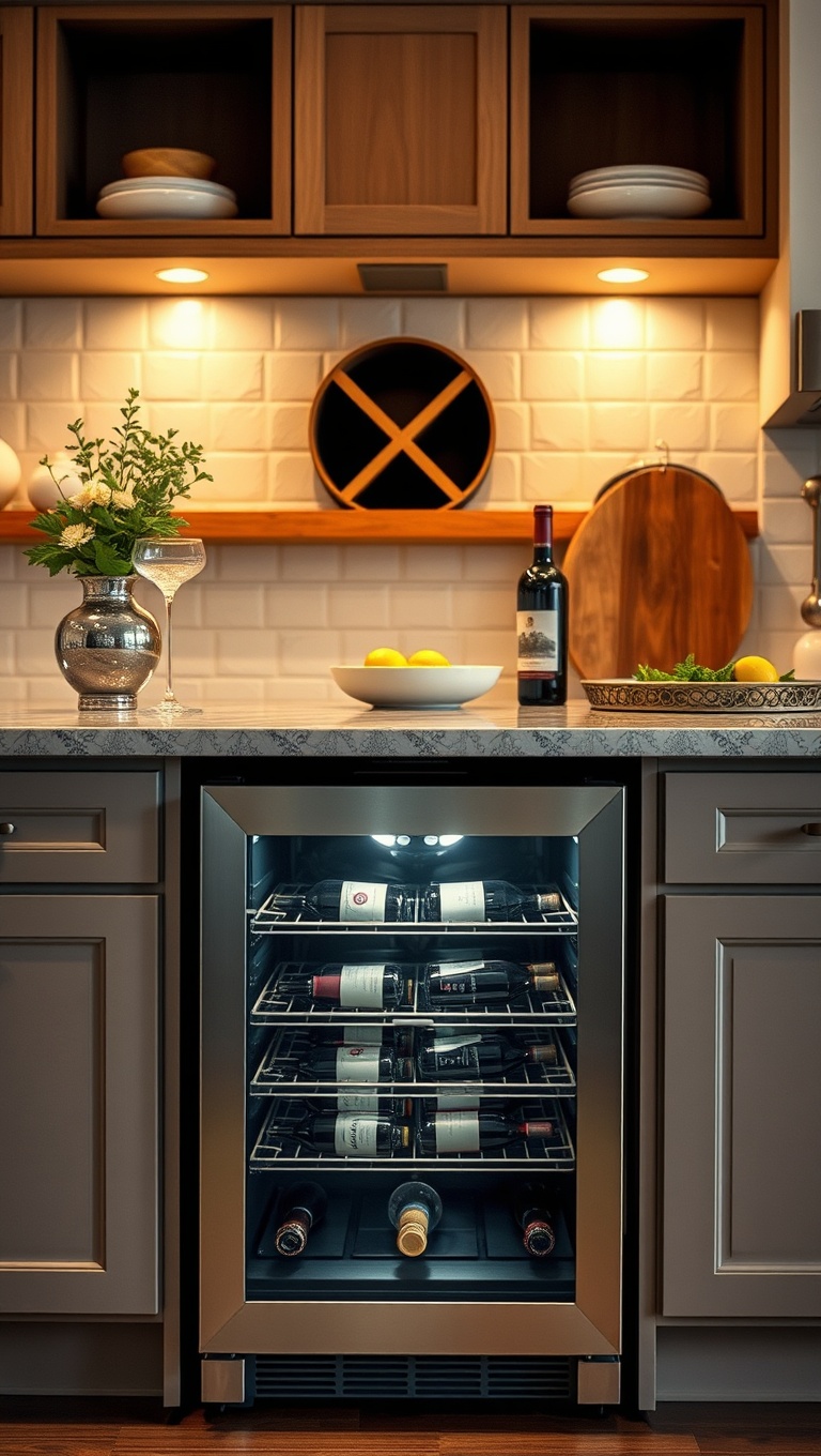 20 Fabulous Ideas for Kitchens with a Built-In Wine Cooler - Under-Counter Delight: Install your wine cooler under the counter for a sleek look