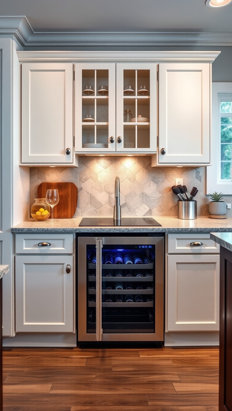 20 Fabulous Ideas for Kitchens with a Built-In Wine Cooler - 11. Custom Cabinetry: Integrate your cooler into custom cabinetry for a built-in feel.