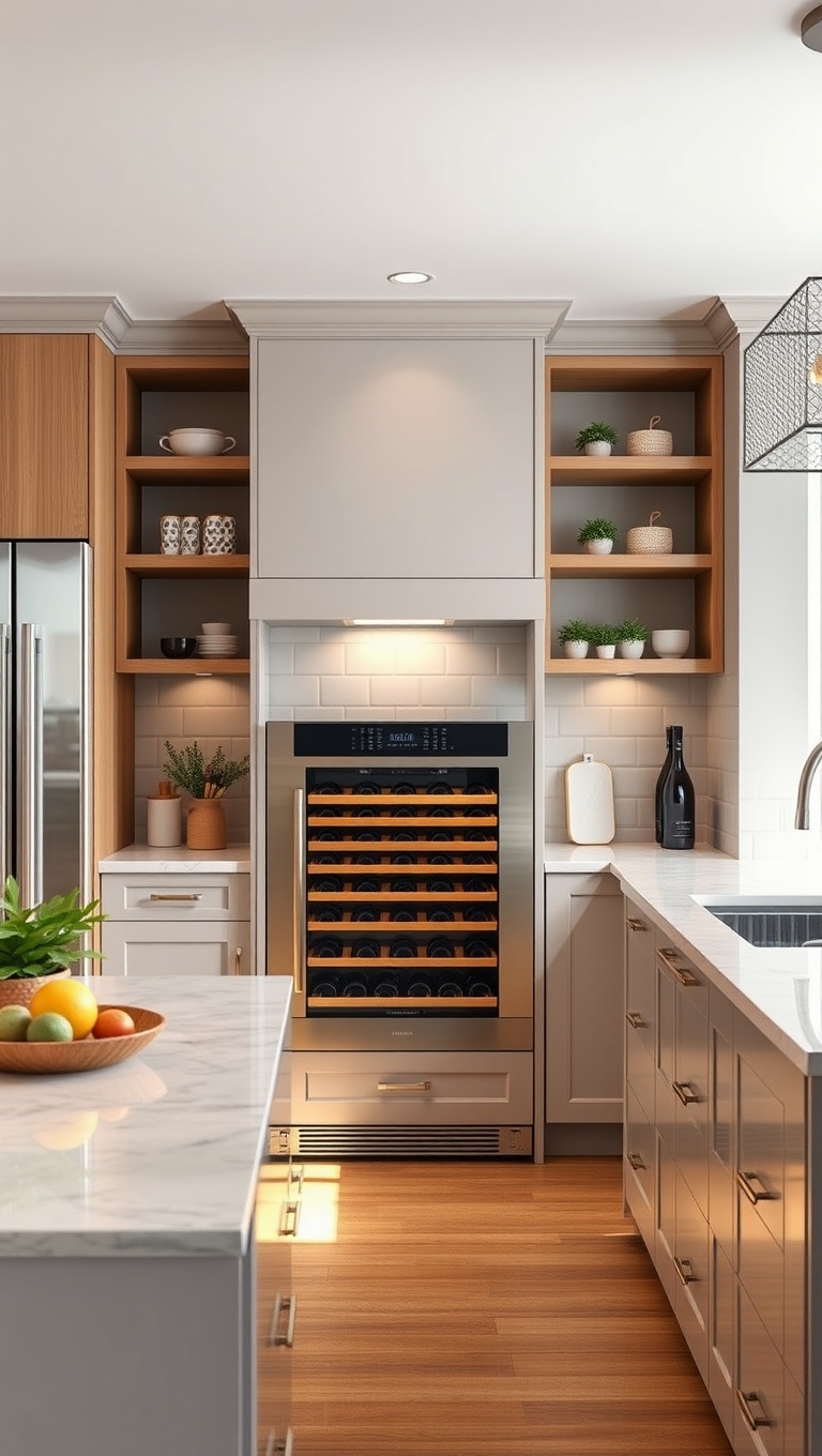 20 Fabulous Ideas for Kitchens with a Built-In Wine Cooler - Space-Saving Solutions: Find compact coolers that fit perfectly in small kitchens.