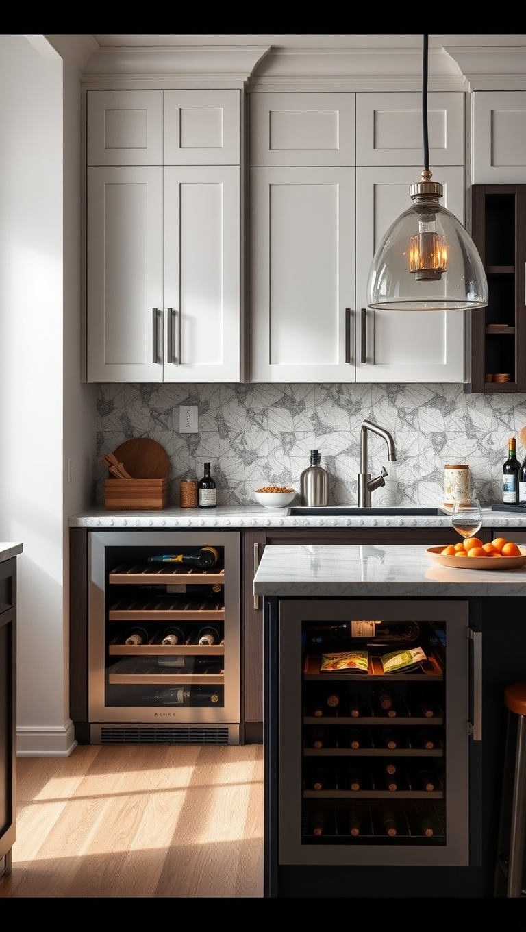 20 Fabulous Ideas for Kitchens with a Built-In Wine Cooler - 17. Wine and Snack Station: Create a snack station next to your cooler for easy entertaining.