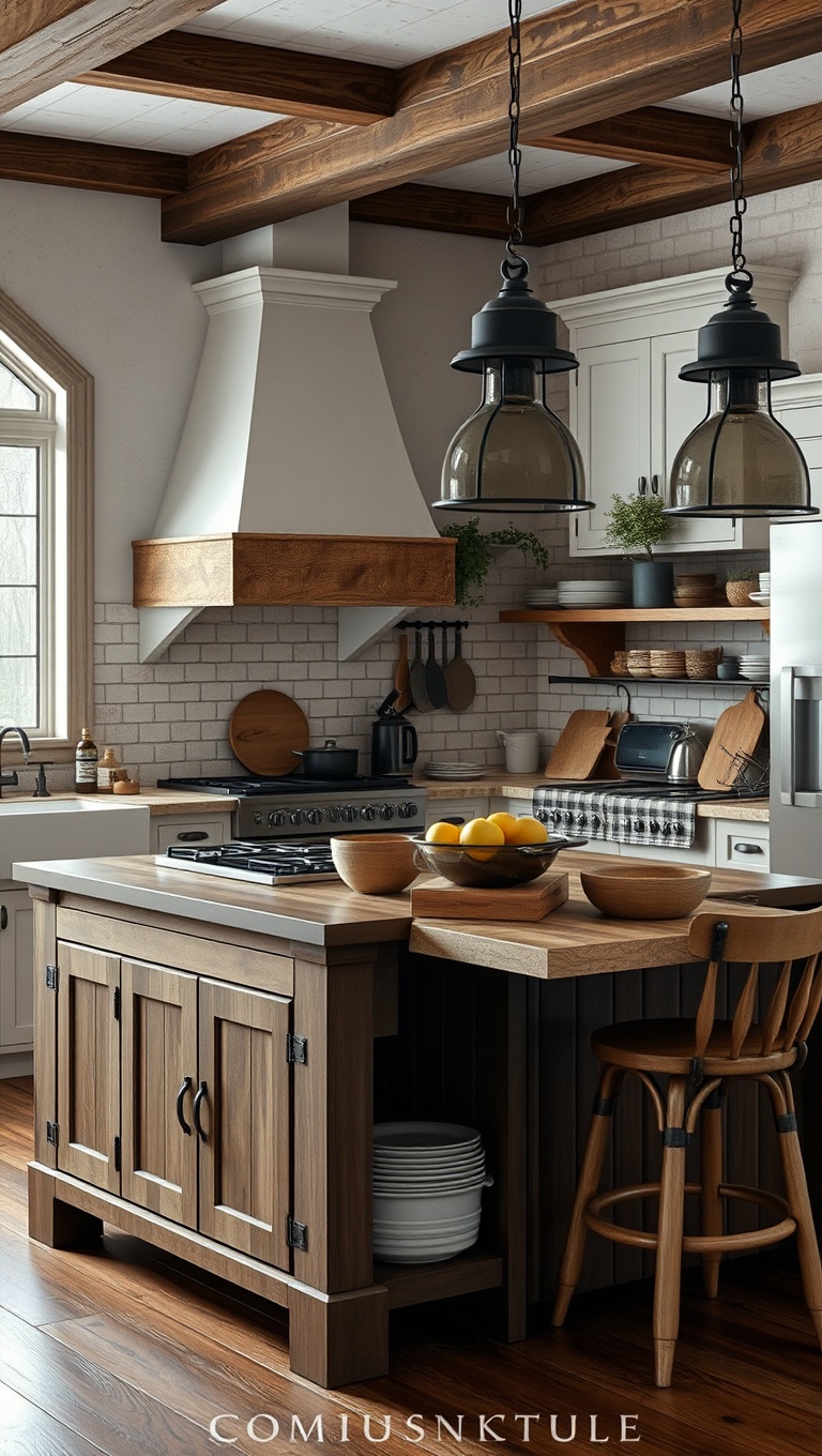 20 Inspiring Ideas for a Fabulous Central Cooking Station in Your Kitchen! - 2. Rustic Charm: A Farmhouse-Style Cooking Station