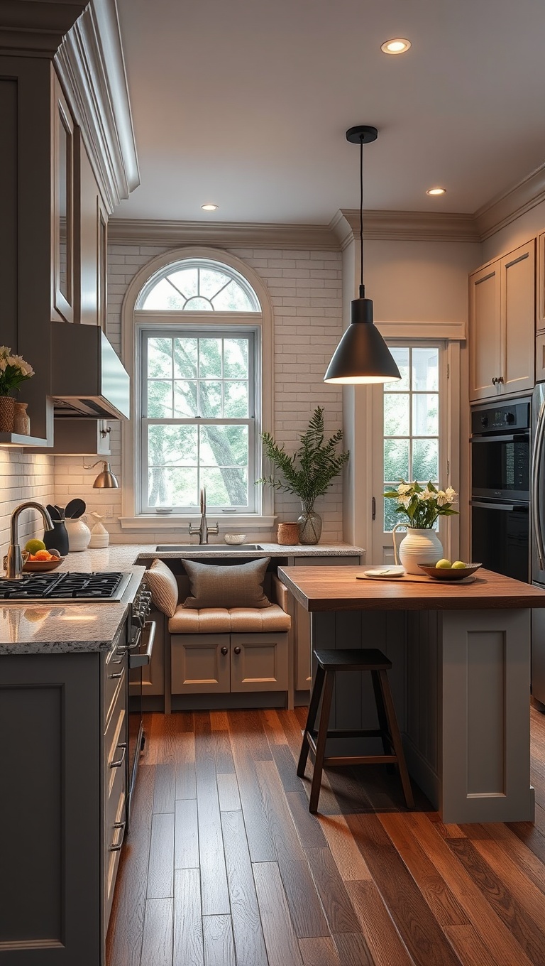 20 Inspiring Ideas for a Fabulous Central Cooking Station in Your Kitchen! - 9. Cozy Nooks: A Built-in Bench for Relaxing