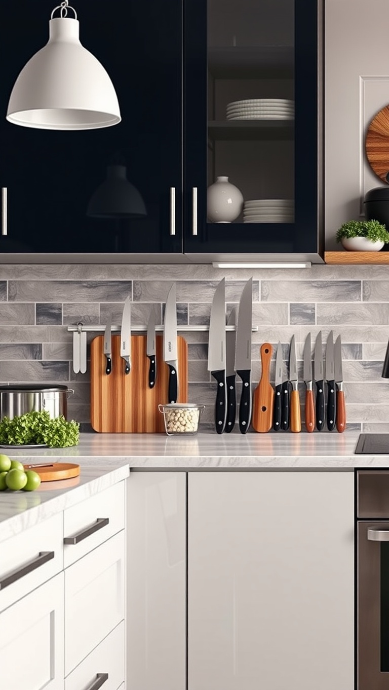 20 Clever Kitchen Storage Solutions That Will Inspire You - 18. Magnetic Knife Strips: Safe and Stylish