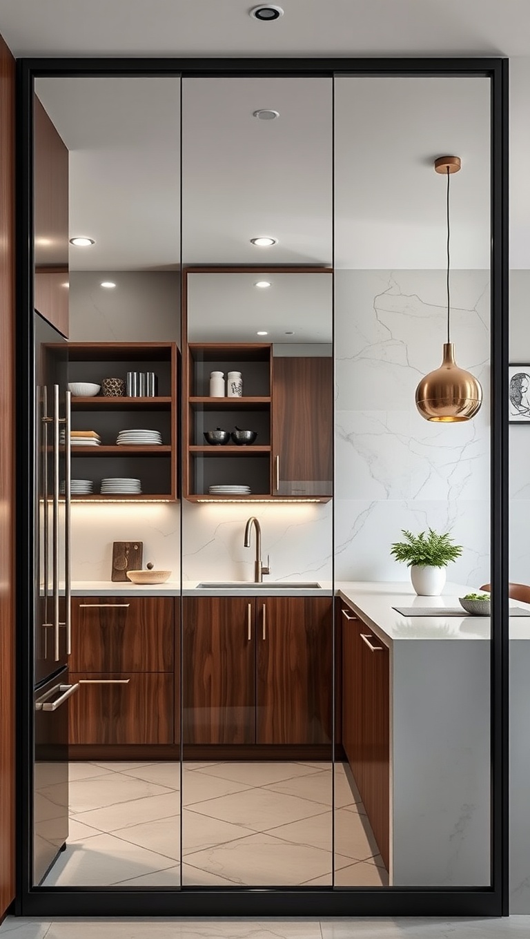 20 Fabulous Ideas for Creating the Perfect Drop Zone in Your Kitchen - 18. An Elegant Mirror to Make the Space Feel Bigger