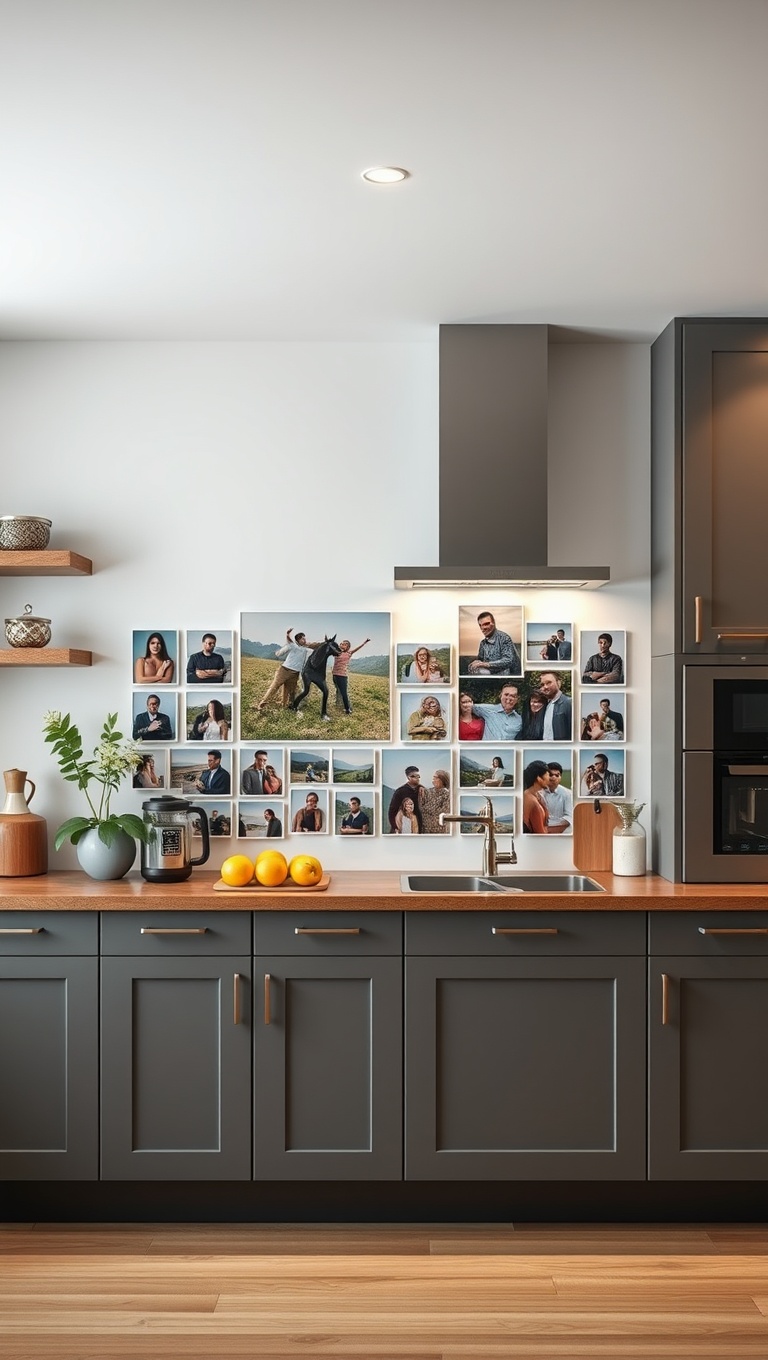 20 Fabulous Ideas for Creating the Perfect Drop Zone in Your Kitchen - 19. Family Photo Wall for a Personal Touch