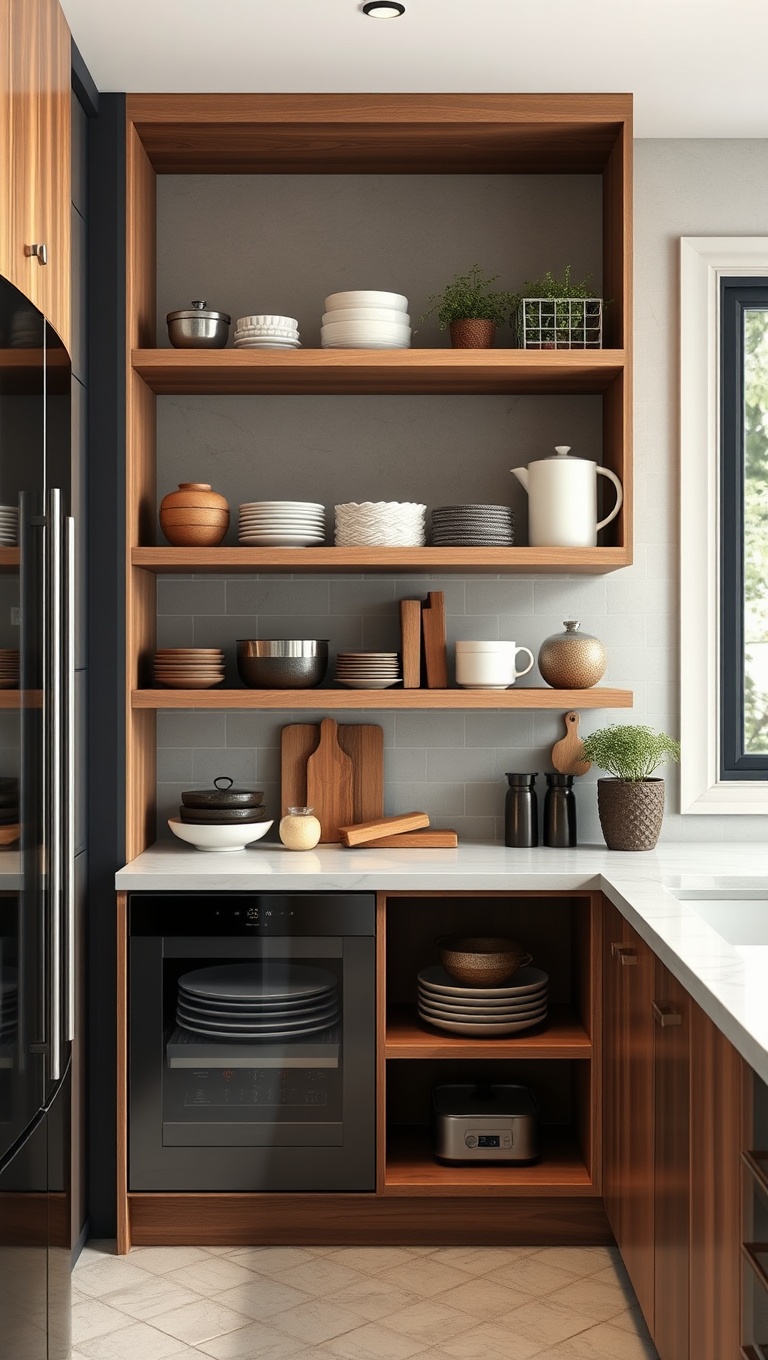 20 Fabulous Ideas for Creating the Perfect Drop Zone in Your Kitchen - 11. Open Shelving for Easy Access to Daily Needs