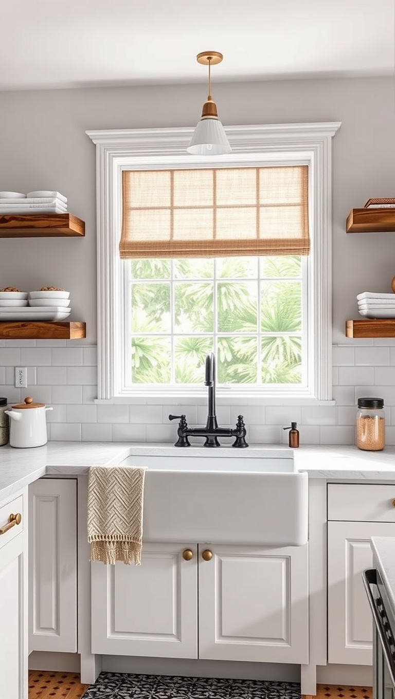 20 Charming Ideas to Elevate Your Kitchen with a Farmhouse Sink - 1. Classic White Farmhouse Sink with Shaker Cabinets