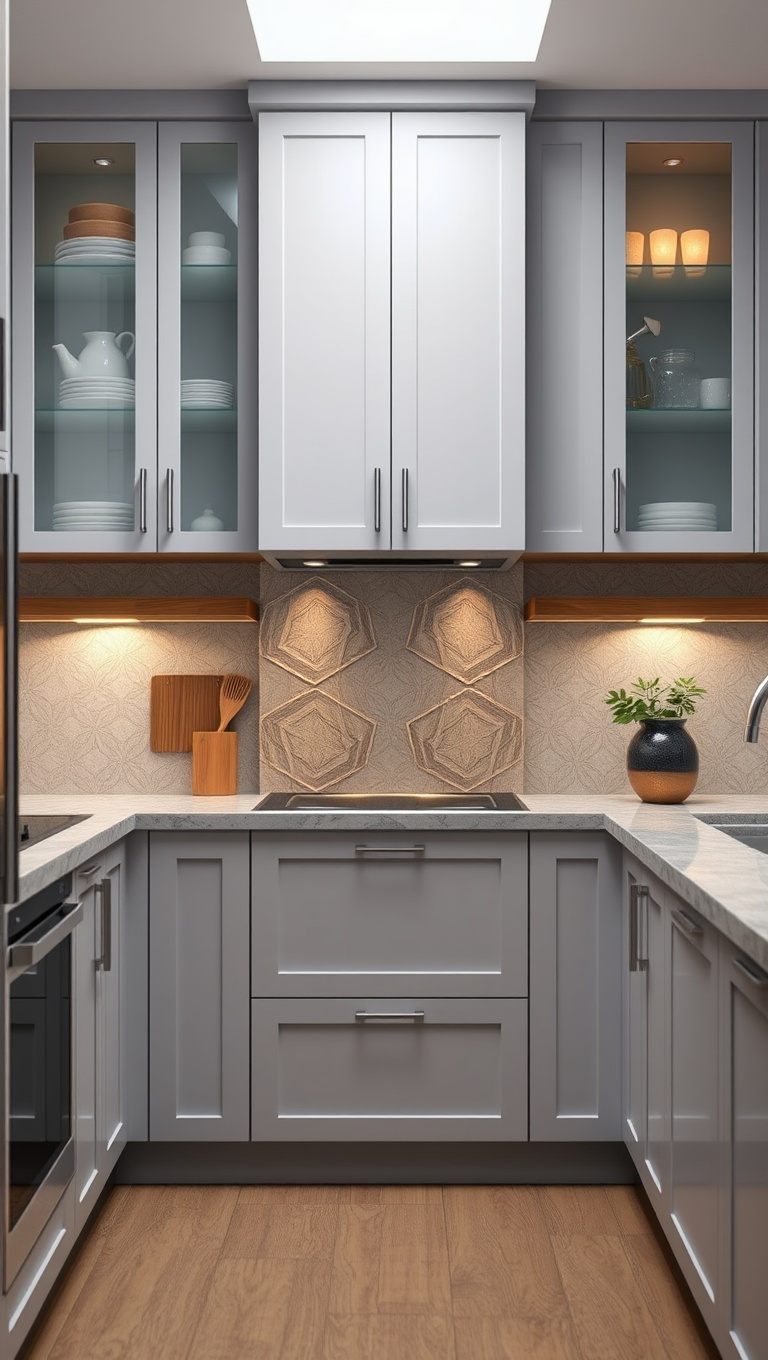 20 Stunning Ideas to Elevate Your Kitchen with Glass Front Cabinets - 18. Open Airy Feel: Glass Cabinets to Expand Space