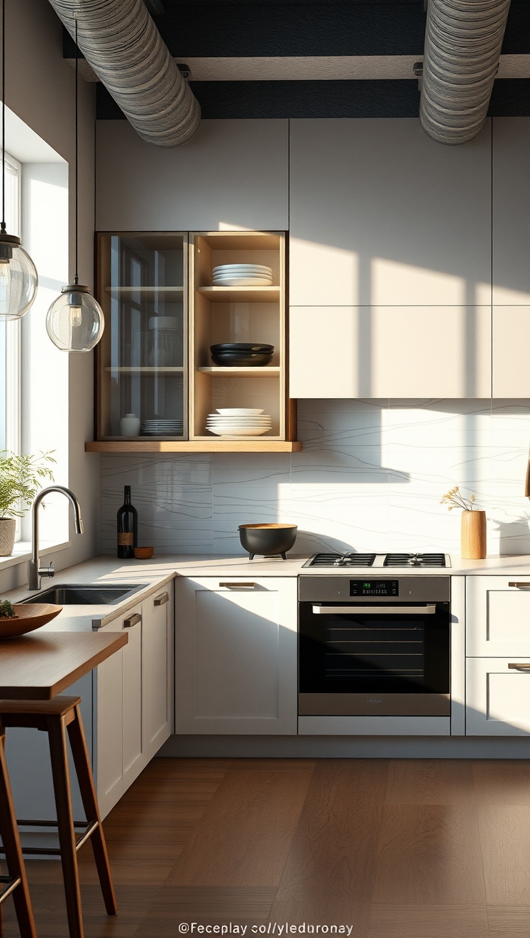 20 Stunning Ideas to Elevate Your Kitchen with Glass Front Cabinets - 4. Open Concept: Blending Spaces with Style