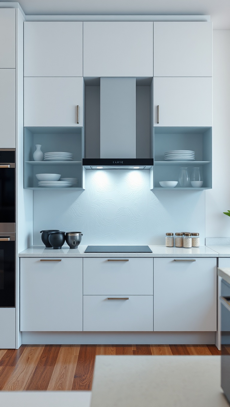 20 Stunning Ideas to Elevate Your Kitchen with Glass Front Cabinets - 16. Textured Trends: Frosted Glass Features
