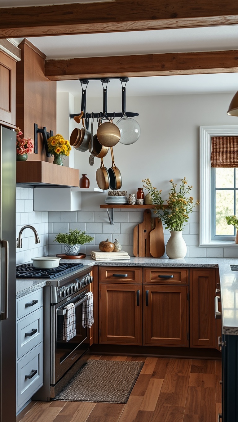 20 Creative Ideas to Elevate Your Kitchen with a Hanging Pot Rack! - 16. Seasonal Decor: Changing Looks with the Seasons
