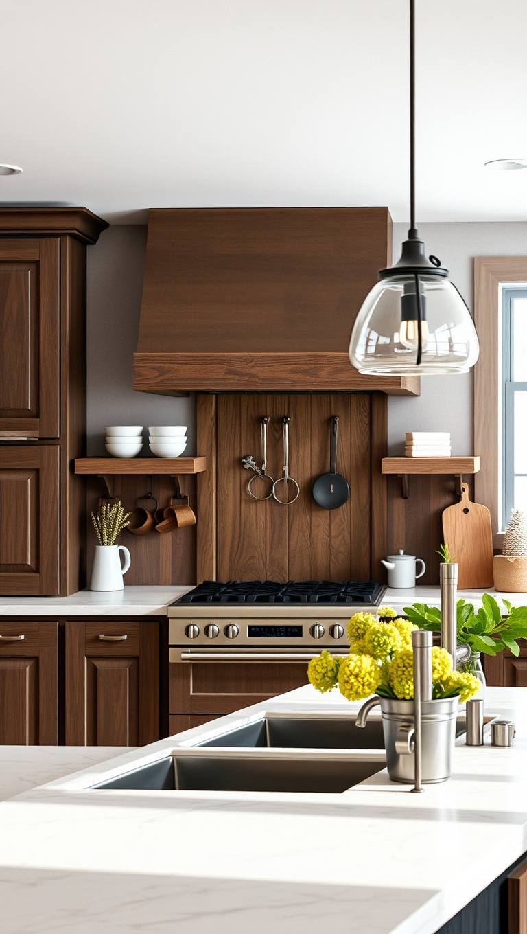 20 Fabulous Ideas for Kitchens with a Hidden Range Hood - 7. Farmhouse Flair: Blend Rustic Style with Hidden Features