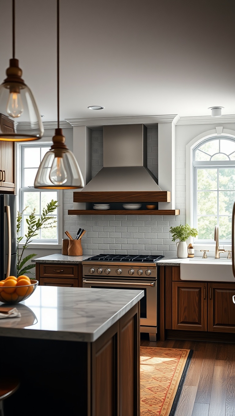 20 Fabulous Ideas for Kitchens with a Hidden Range Hood - 19. Transitional Style: A Blend of Old and New with Hidden Features