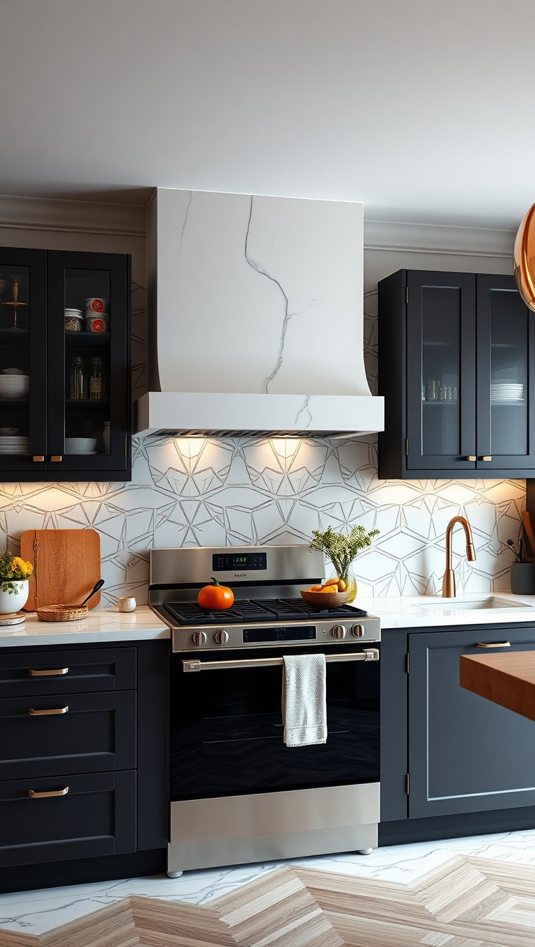 20 Fabulous Ideas for Kitchens with a Hidden Range Hood - 20. Artistic Flair: Unique Designs that Hide in Plain Sight