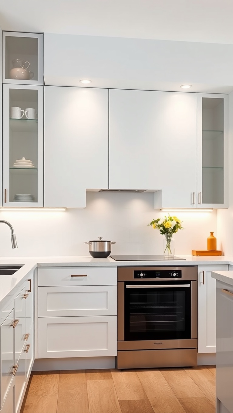 20 Fabulous Ideas for Kitchens with a Hidden Range Hood - 1. The Minimalist Marvel: Sleek Cabinets and Hidden Magic