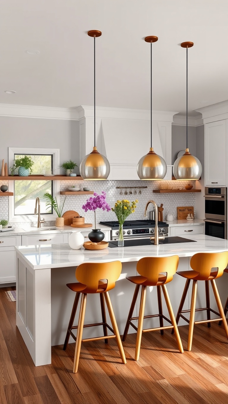 20 Fabulous Ideas and Inspiration for Your Large Kitchen Island - 2. Add a Pop of Fun with Unique Bar Stools