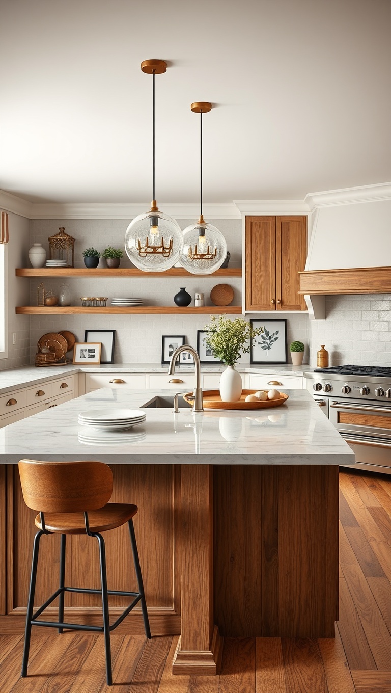 20 Fabulous Ideas and Inspiration for Your Large Kitchen Island - 20. Personalize with Family Photos and Decor