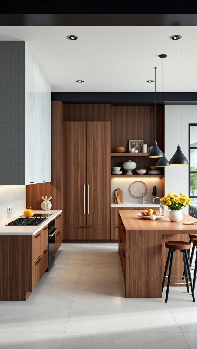 20 Fabulous Ideas and Inspiration for Your Large Kitchen Island - 13. Design a Bake Station with Open Shelving