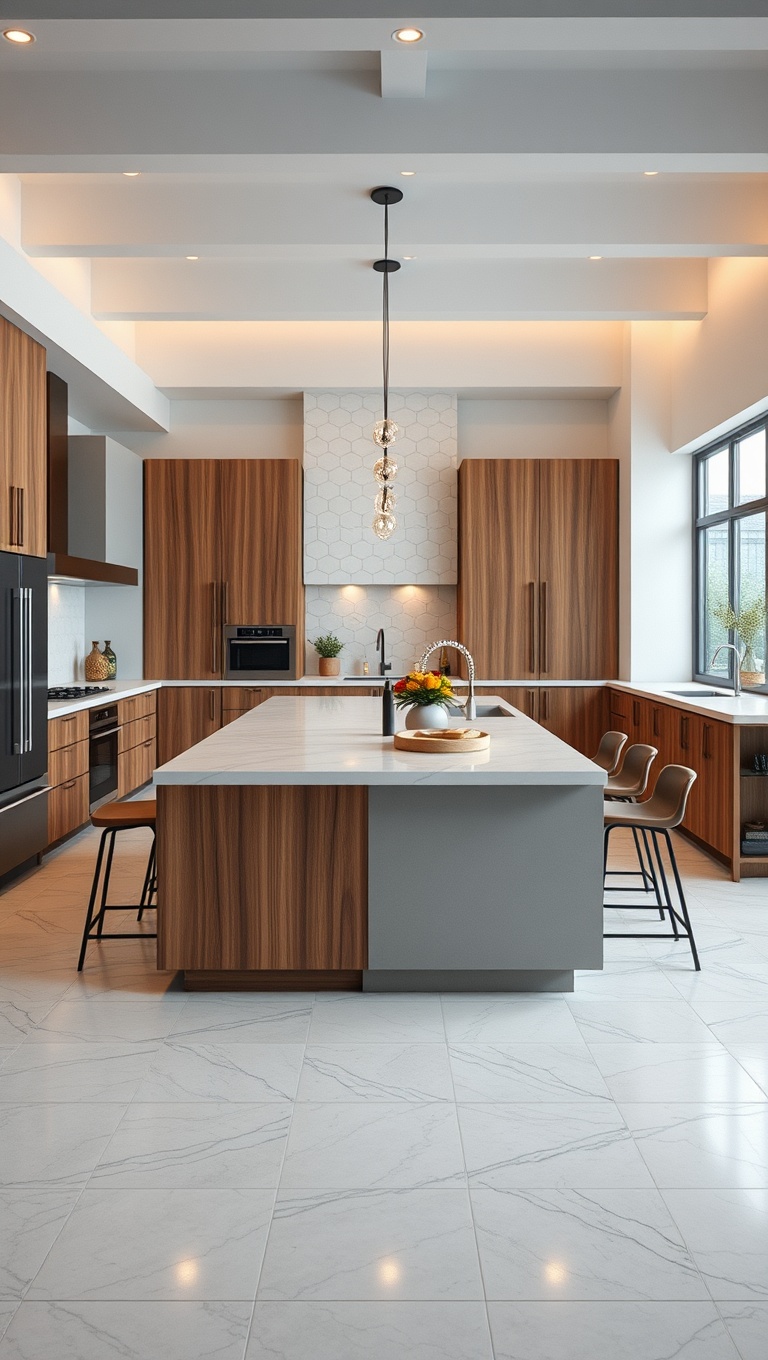 20 Fabulous Ideas and Inspiration for Your Large Kitchen Island - 4. Use Multi-Level Surfaces for Versatility