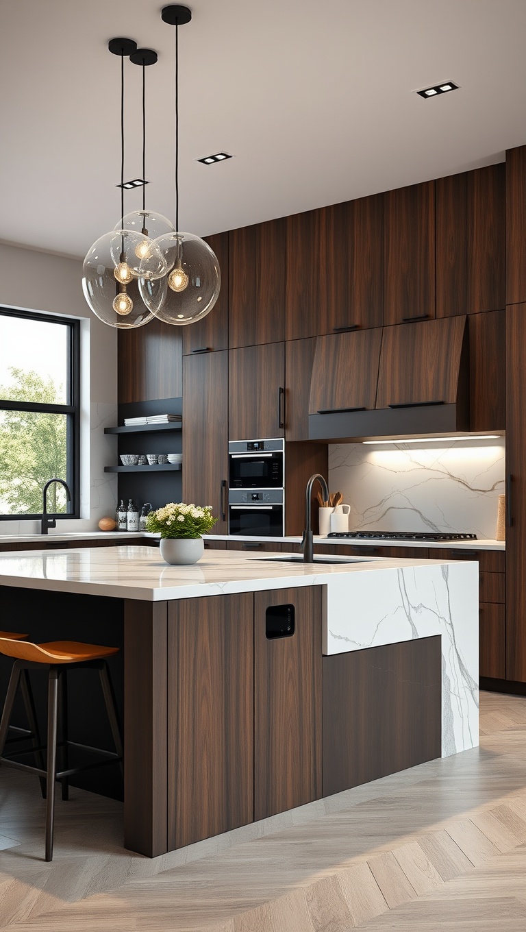 20 Fabulous Ideas and Inspiration for Your Large Kitchen Island - 18. Incorporate a Pop-Up Outlet for Tech Needs