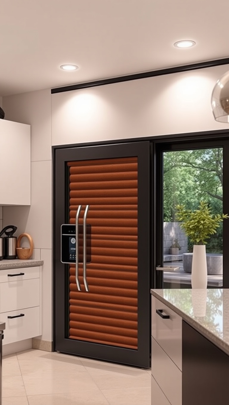 20 Stunning Ideas for Kitchens with a Sliding Glass Door - 20. Fun and Functional: Sliding Glass Door with Built-in Blinds