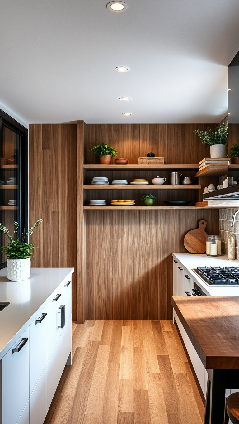 20 Stunning Ideas for Kitchens with a Sliding Glass Door - 4. Open Shelving to Showcase Your Style