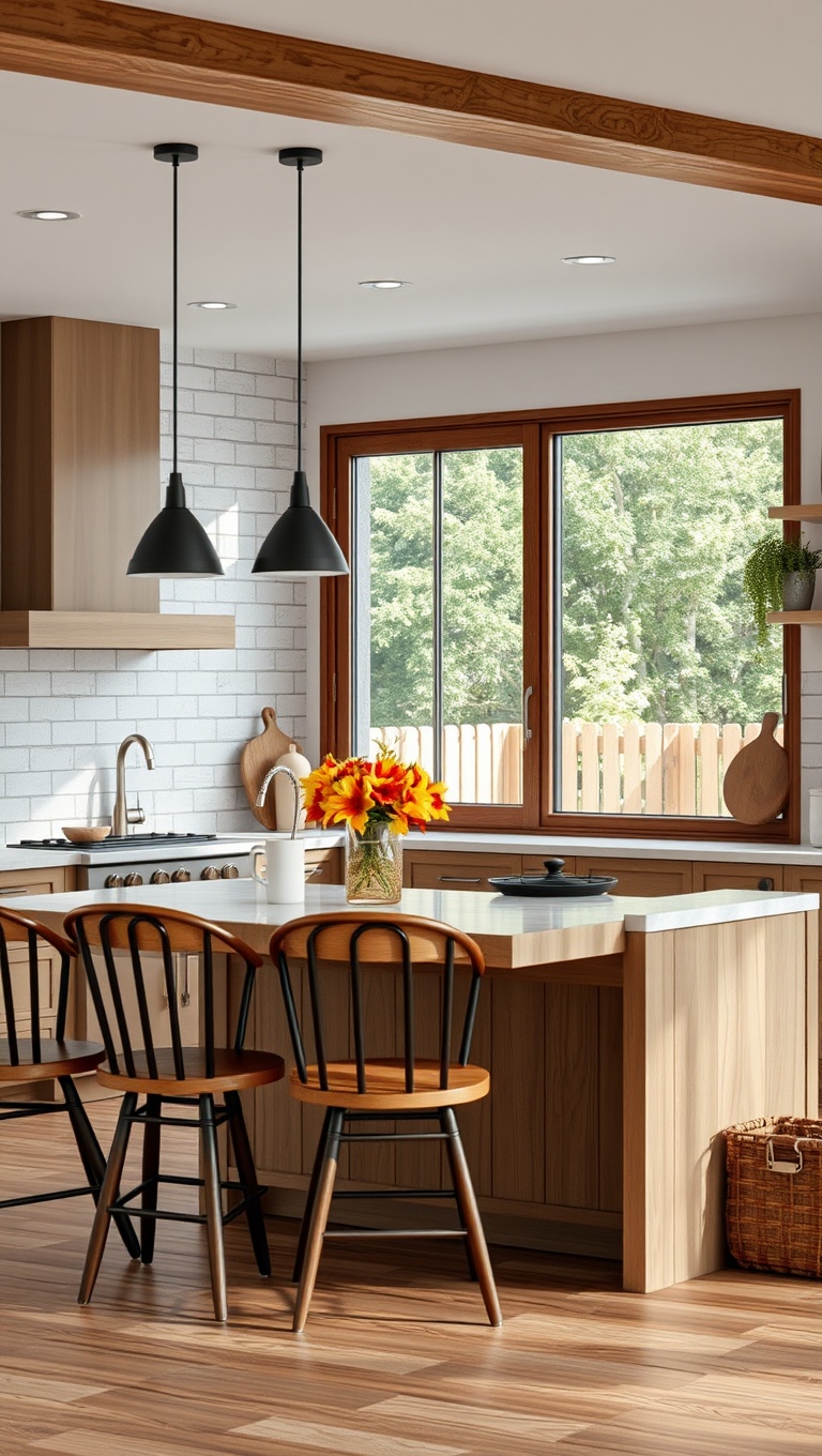 20 Stunning Ideas for Kitchens with a Sliding Glass Door - 9. Rustic Charm with Wooden Accents